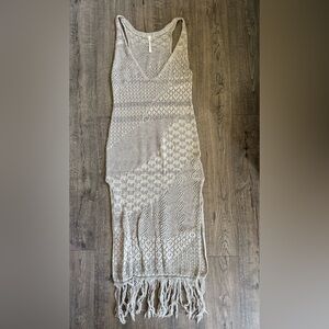 Anthropologie Crochet Fringe Cover Up Maxi Dress- Medium